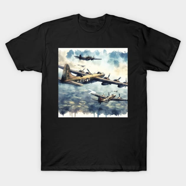Fantasy illustration of WWII aircraft in battle T-Shirt by WelshDesigns
